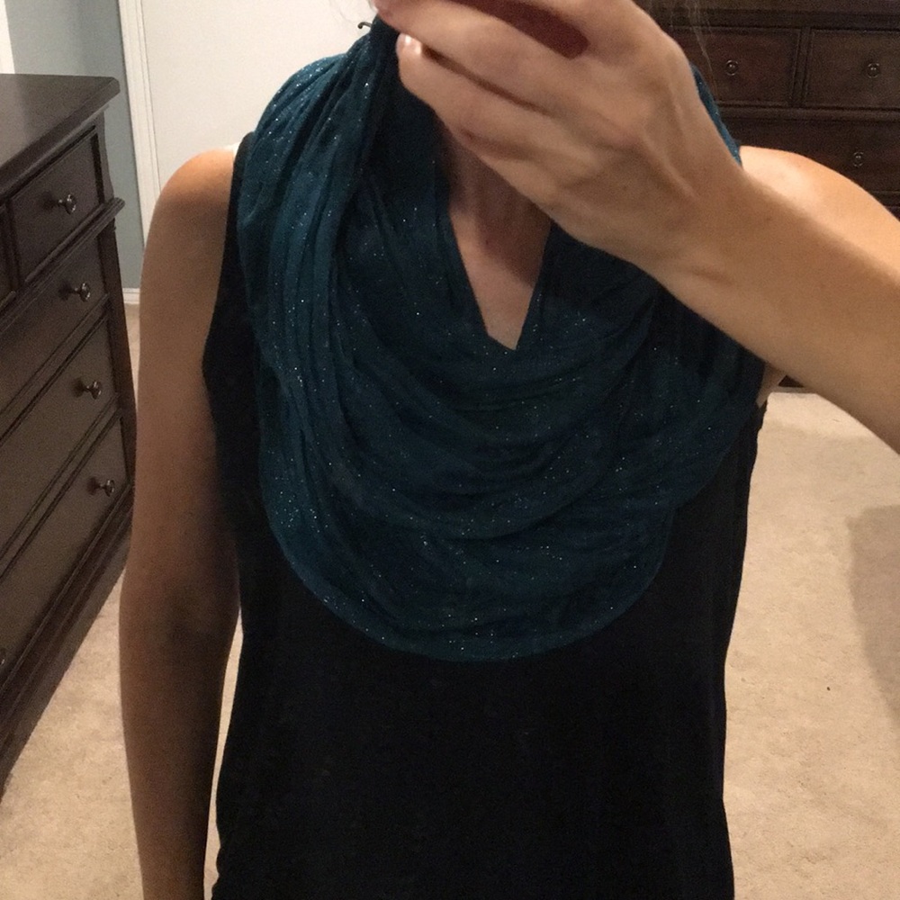 Express sparkly dark green infinity scarf